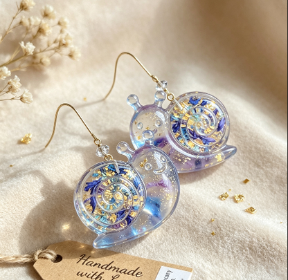 Handmade Glossy Cute Snail Earrings Resin Mold