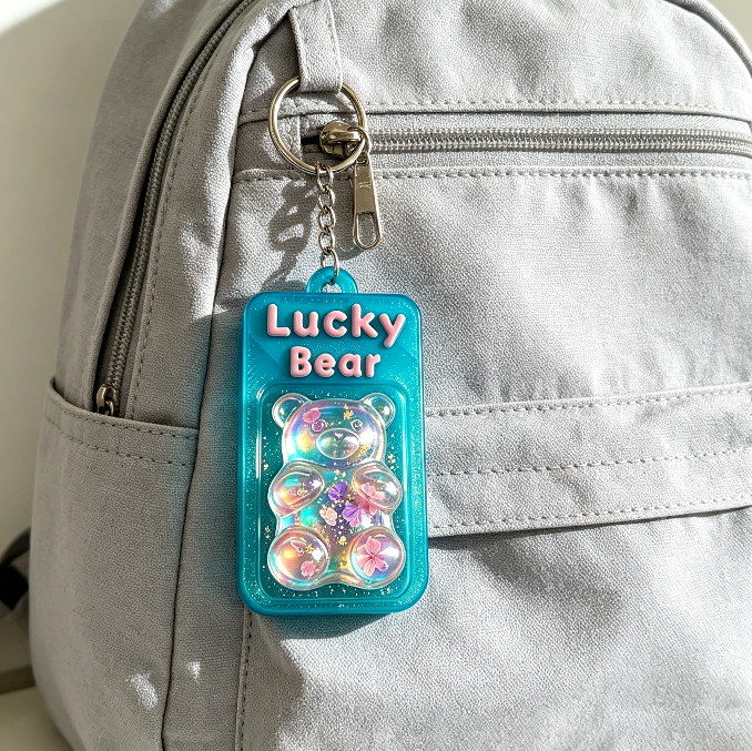 Handmade Kawaii Bear Keychain Fidget Clicker Resin Mold【1 Base & 2 Lids】