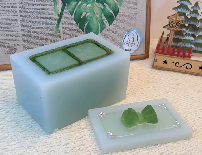 Handmade Large Diamond Water Ripple Texture Divided Storage Box Resin Mold
