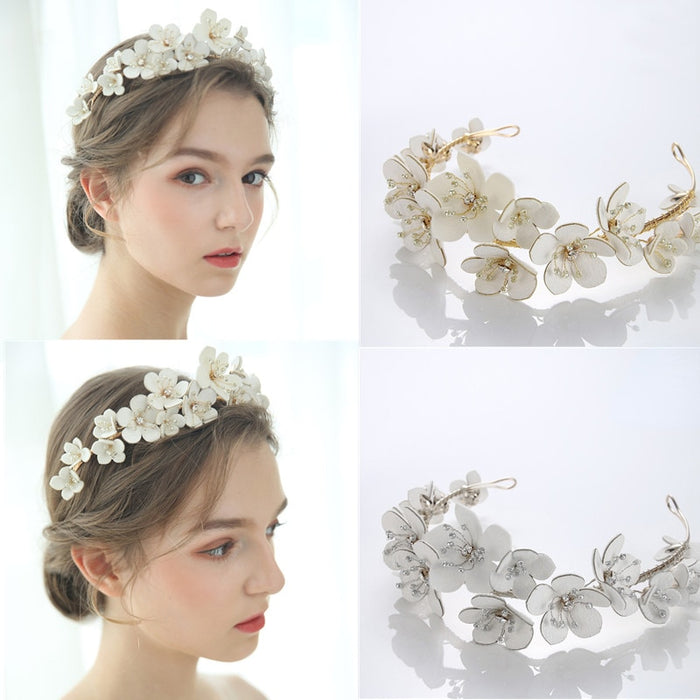 Handmade Wreath Simulated Pearl Headband Bridal Wedding Headpiece