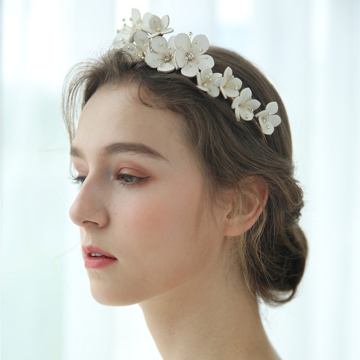 Handmade Wreath Simulated Pearl Headband Bridal Wedding Headpiece