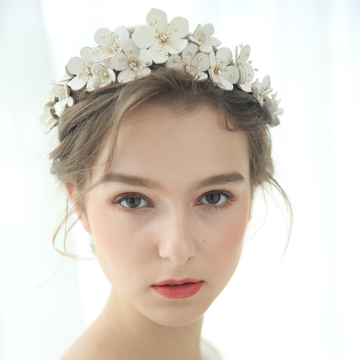 Handmade Wreath Simulated Pearl Headband Bridal Wedding Headpiece