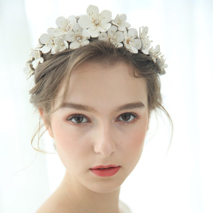 Handmade Wreath Simulated Pearl Headband Bridal Wedding Headpiece