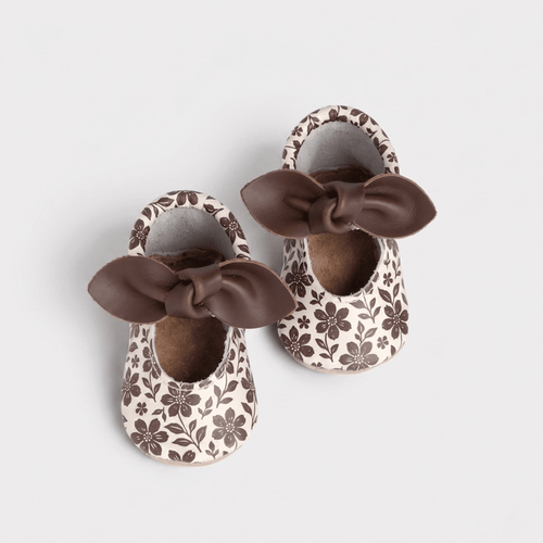 Harvest Floral Knotted Bow Baby Shoe Knotted Bow Mocc Soft Sole
