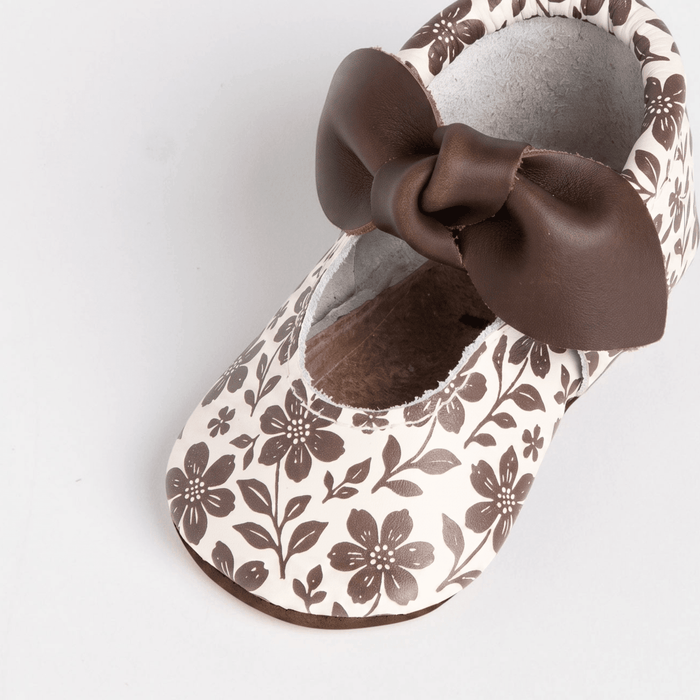 Harvest Floral Knotted Bow Baby Shoe Knotted Bow Mocc Soft Sole