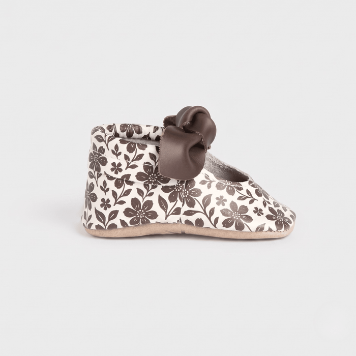 Harvest Floral Knotted Bow Baby Shoe Knotted Bow Mocc Soft Sole