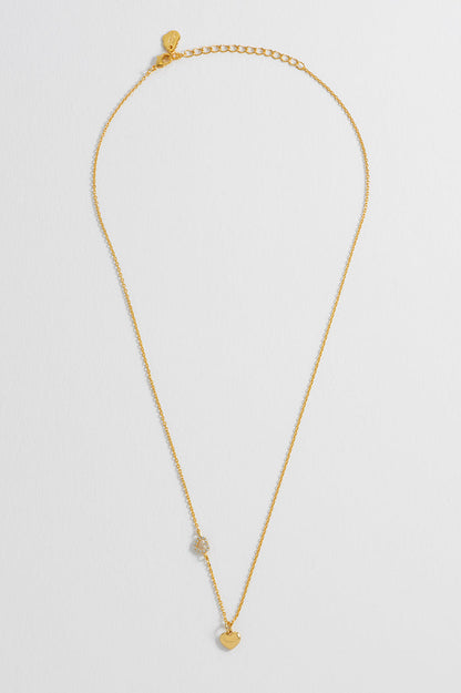 Heart Charm With Open Cz Heart Necklace