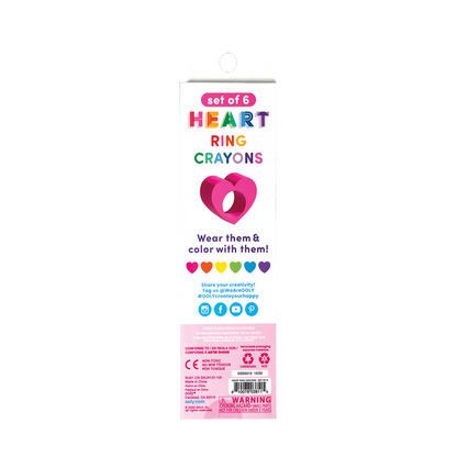 OOLY Heart Ring Crayons back side of packaging