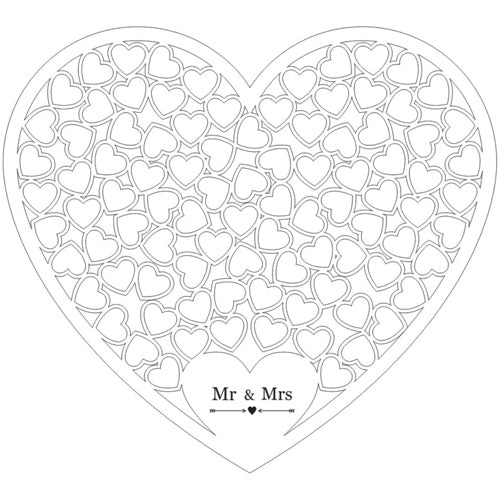 Heart Shape Wedding Mr and Mrs Guest Book Option Rustic Pink Puzzle