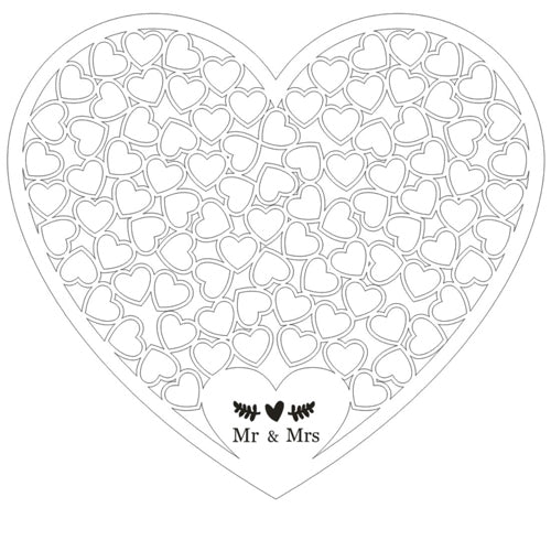 Heart Shape Wedding Mr and Mrs Guest Book Option Rustic Pink Puzzle