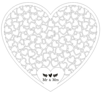 Heart Shape Wedding Mr and Mrs Guest Book Option Rustic Pink Puzzle