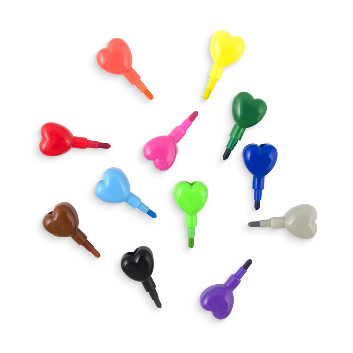 Heart to Heart Stacking Crayons - Classroom Bundle individual crayons mixed