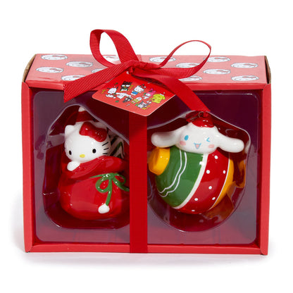 Hello Kitty and Cinnamoroll 2-pc Holiday Ceramic Ornament Set (Red) Seasonal Blue Sky Clayworks
