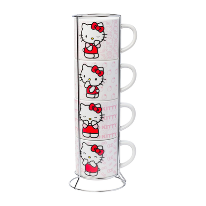 Hello Kitty Expressions 5-Piece Ceramic Mug Stack Home Goods Silver Buffalo