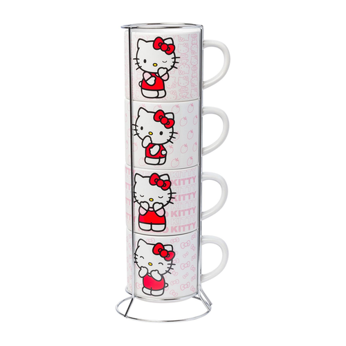 Hello Kitty Expressions 5-Piece Ceramic Mug Stack Home Goods Silver Buffalo
