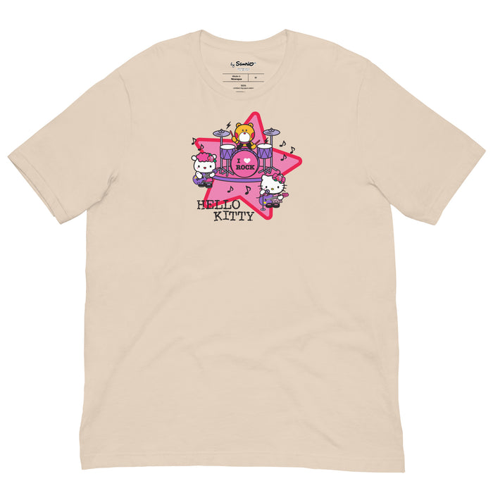 Hello Kitty I Love Rock Tee Apparel Printful Soft Cream XS