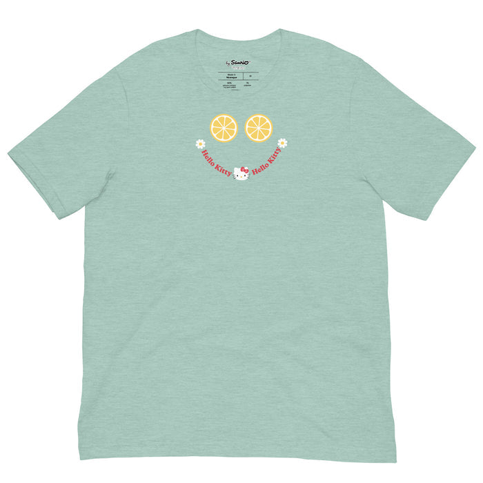 Hello Kitty Summer Smile Tee Apparel Printful Heather Prism Dusty Blue XS