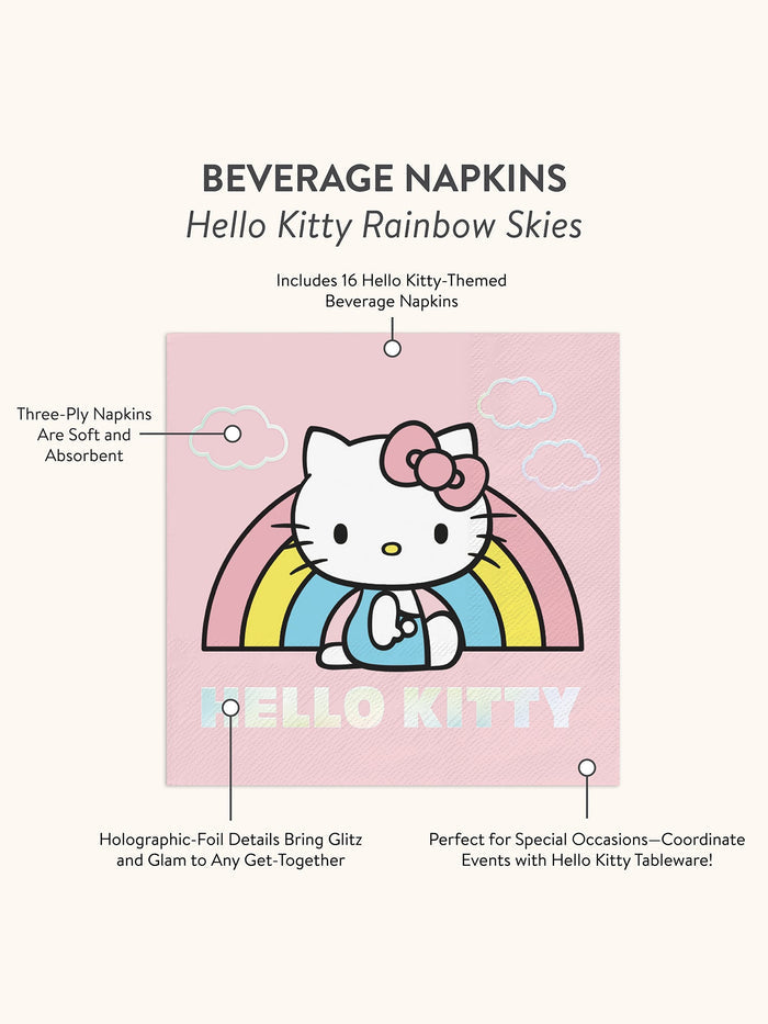 Hello Kitty x Studio Oh! Rainbow Skies Beverage Napkins Paper Tableware Studio Oh!