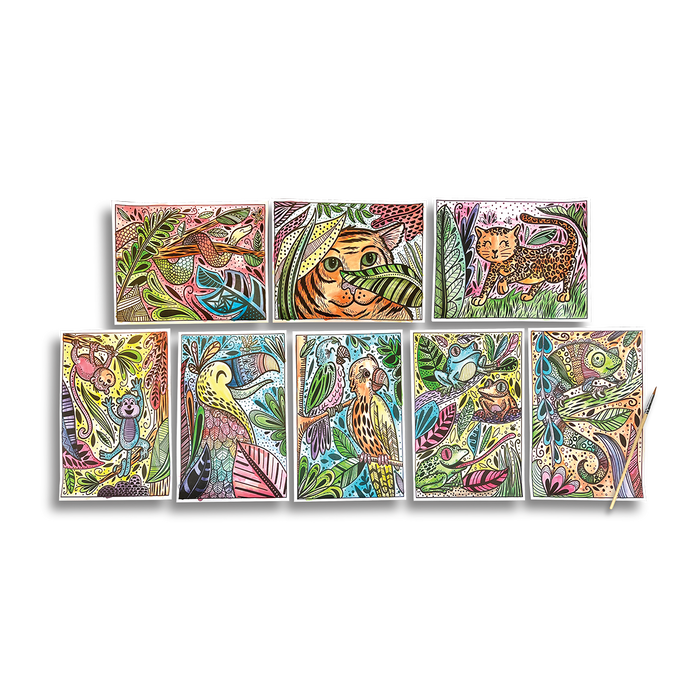 OOLY Hidden Colors Magic Paint Sheets - Magic Jungle in use