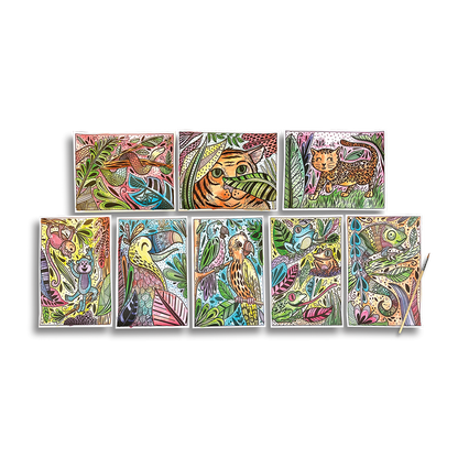 OOLY Hidden Colors Magic Paint Sheets - Magic Jungle in use