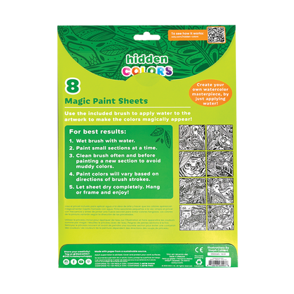 OOLY Hidden Colors Magic Paint Sheets - Magic Jungle backside view of packaging
