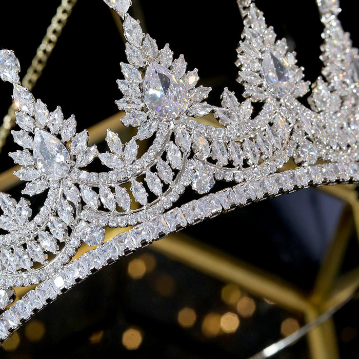 High Expectations Luxury Bridal Tiara - Cubic Zircon Crown - Wedding Hair Jewelry