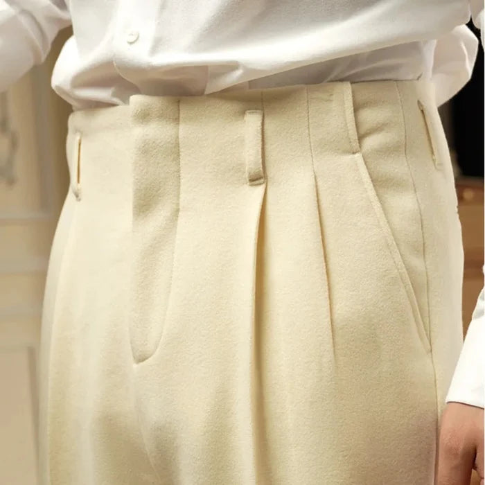 Hollywood wool blend trousers - AntoniosClothing - Beige