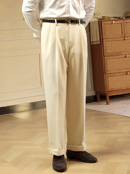 Hollywood wool blend trousers - AntoniosClothing - Beige