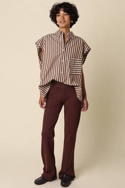 Hunter Brown Stripe Oversized Shirt