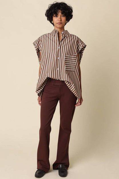 Hunter Brown Stripe Oversized Shirt