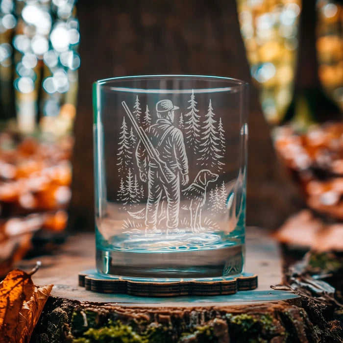 Hunting Scene Old Fashioned Glass