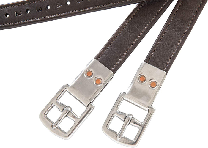 Huntley Equestrian Flat Buckle Premium Lined Stirrup Leather Havana 48in