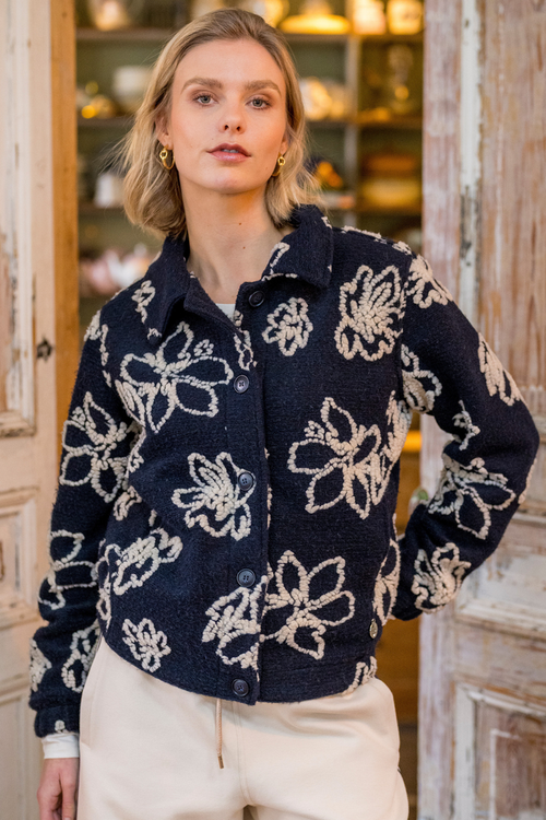 HV Society Cardigan HVSLiva Navy 0401103860 worn by model Shop HV Society at Dotique
