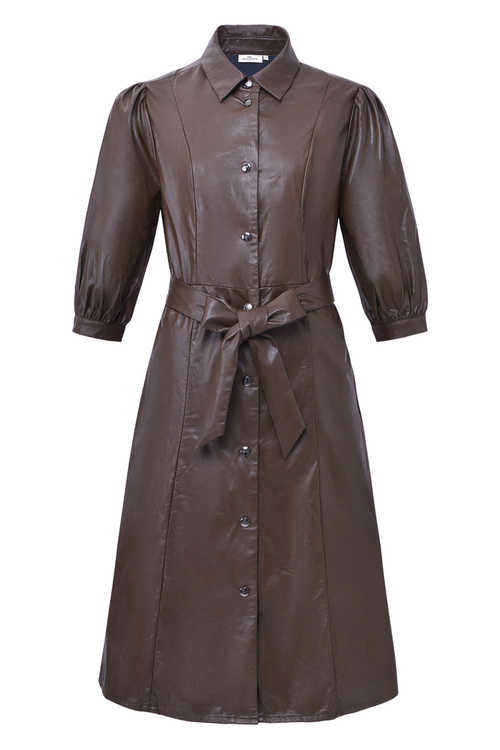 HV Society Dress HVSMaria Chocolate 0402103853 belted chocolate dress Shop HV Society at Dotique
