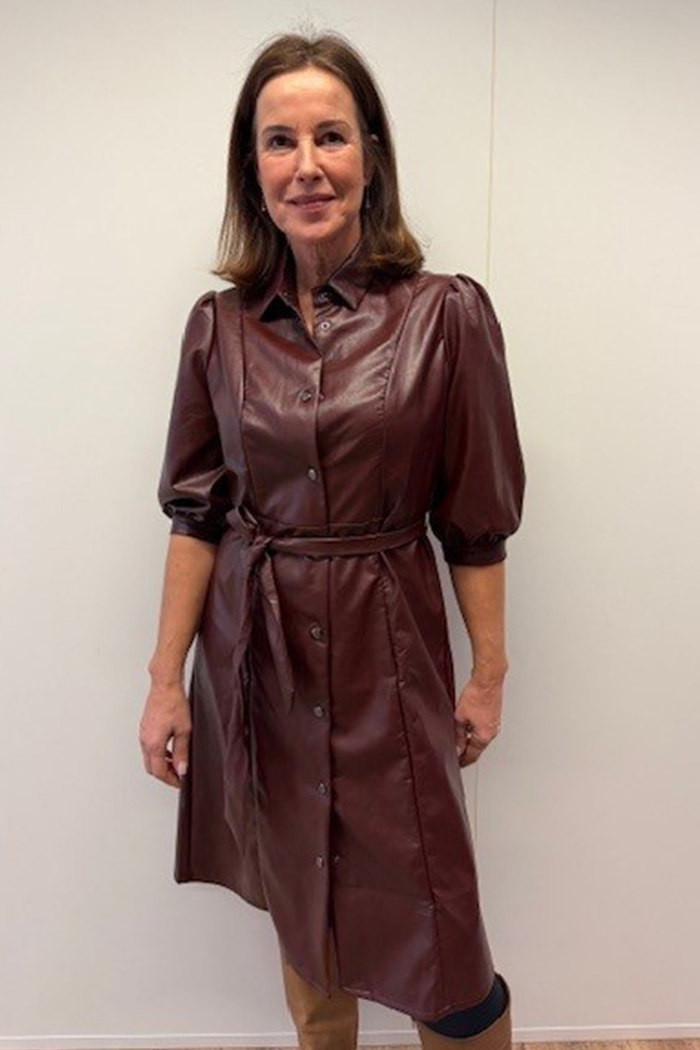 HV Society Dress HVSMaria Chocolate 0402103853 worn by model Shop HV Society at Dotique