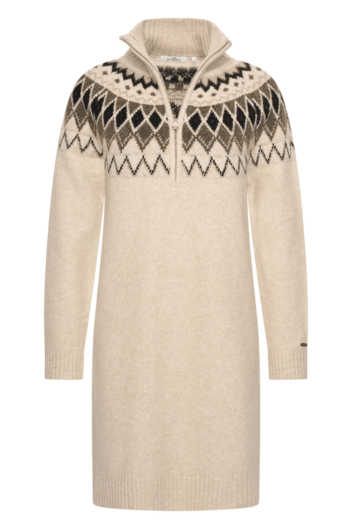 HV Society kit beige jumper dress with fair isle diamond knit yoke – Dotique