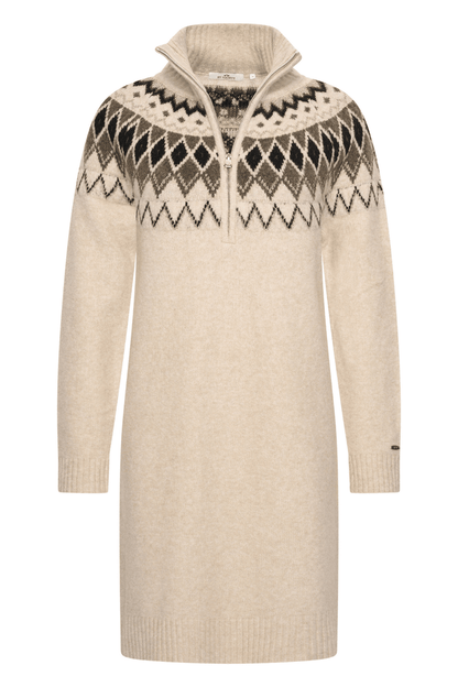 HV Society kit beige jumper dress with fair isle diamond knit yoke – Dotique