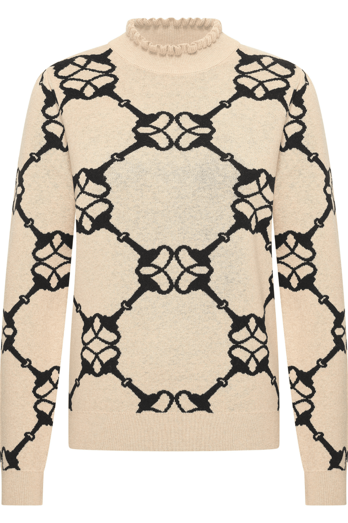 HV Society kit beige jumper with large black equestrian bit chain print – Dotique