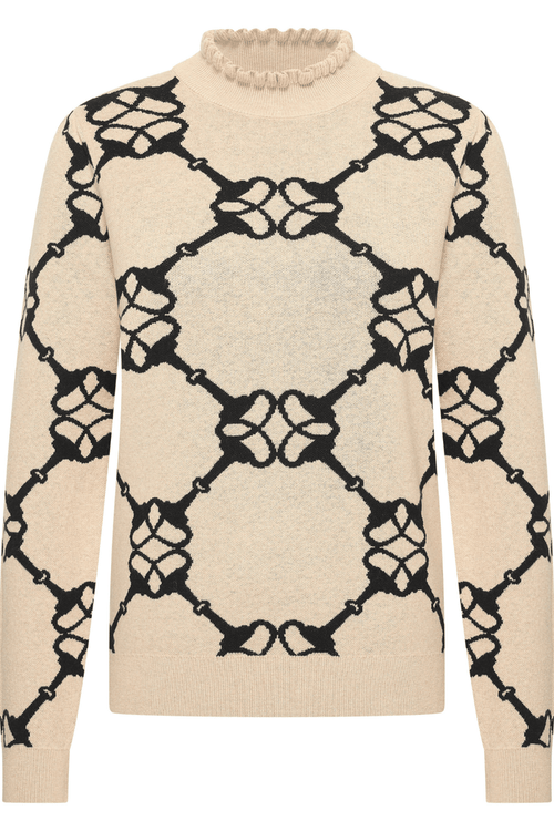 HV Society kit beige jumper with large black equestrian bit chain print – Dotique