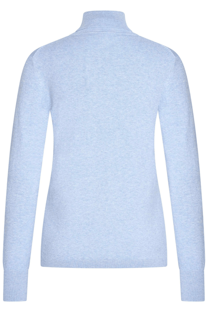 Dotique HV Society light blue roll neck jumper with ribbed cuffs and button detail