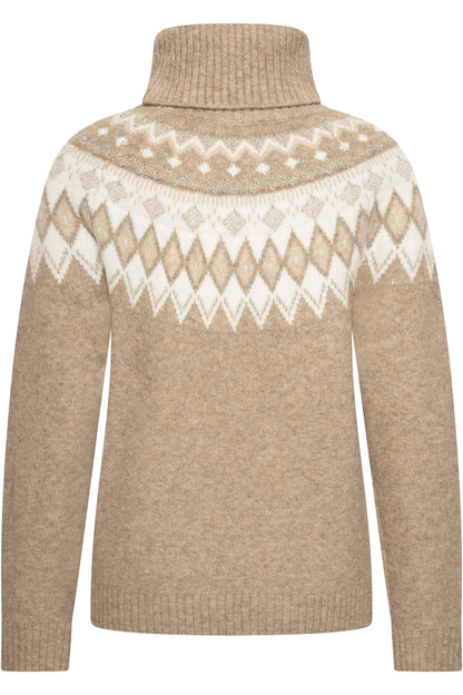 HV Society light taupe fair isle turtleneck jumper with white diamond detail – Dotique