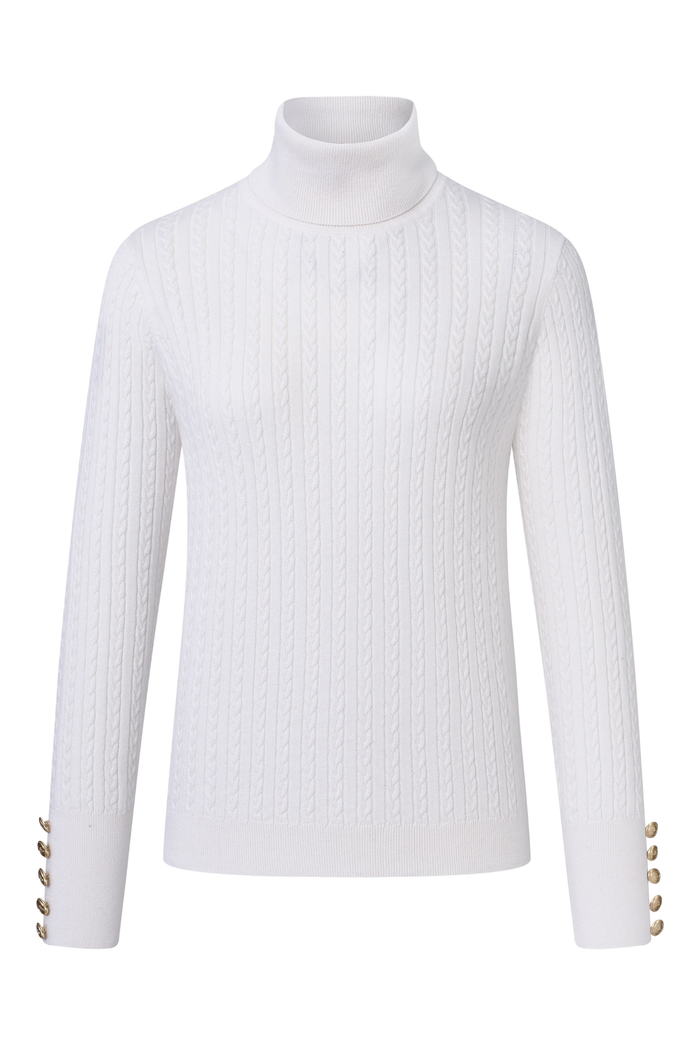 HV Society Jumper HVSYany Snowfall 0409103852 white cable knit turtleneck Shop HV Society at Dotique