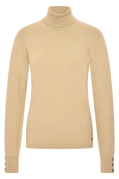 Sand roll neck HV Society jumper with button cuffs – Dotique