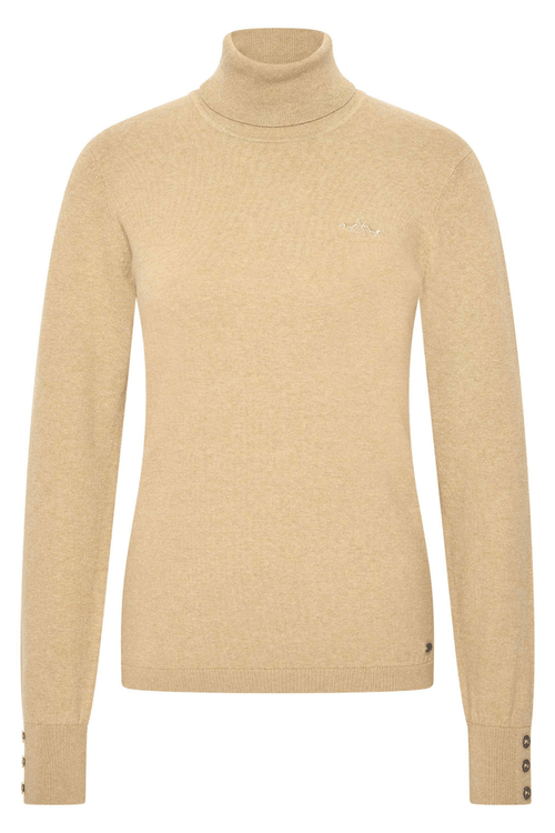 Sand roll neck HV Society jumper with button cuffs – Dotique