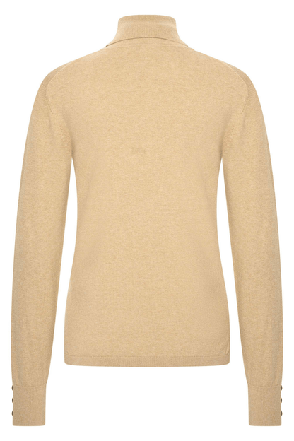 Sand roll neck HV Society jumper with button cuffs – Dotique
