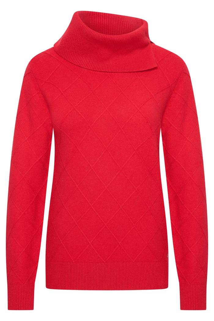 Red HV Society jumper with asymmetric roll neck – Dotique