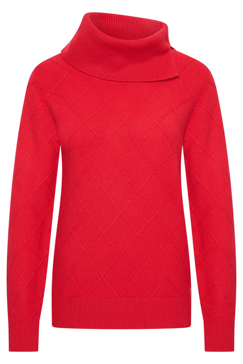 Red HV Society jumper with asymmetric roll neck – Dotique