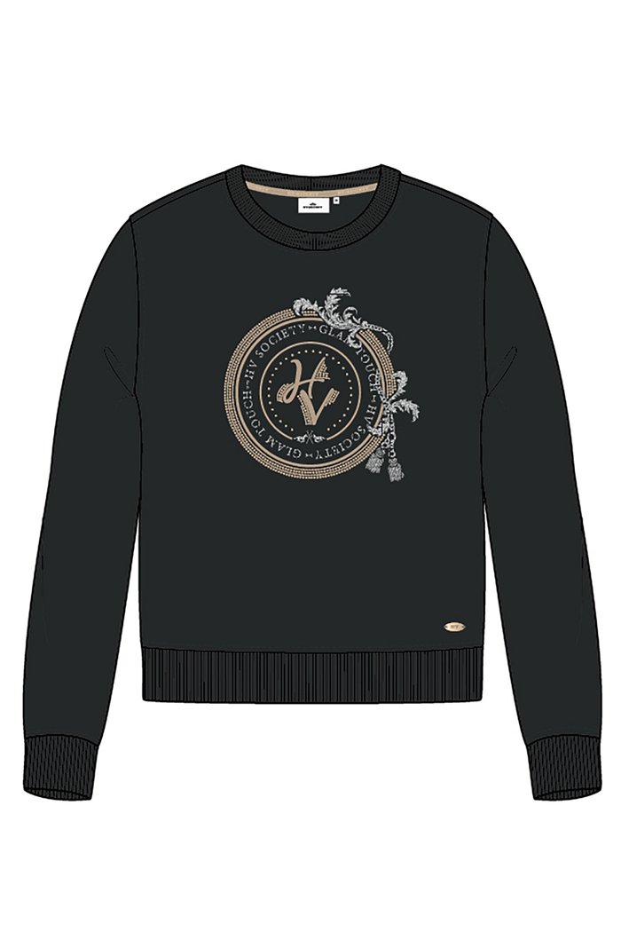 Black HV Society jumper with gold crest print – Dotique