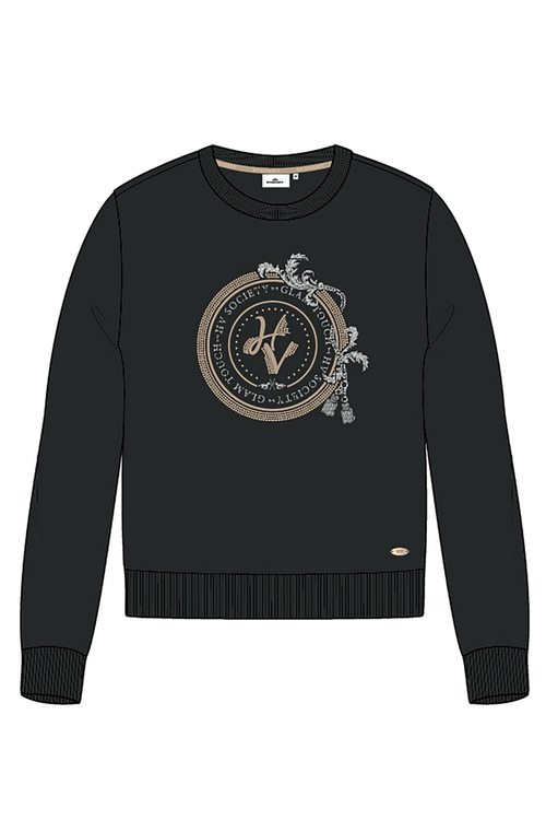 Black HV Society jumper with gold crest print – Dotique