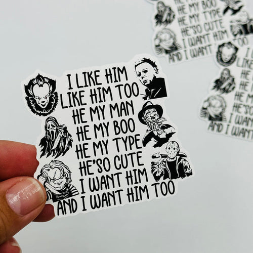 I Like Horror Guys Vinyl Stickers